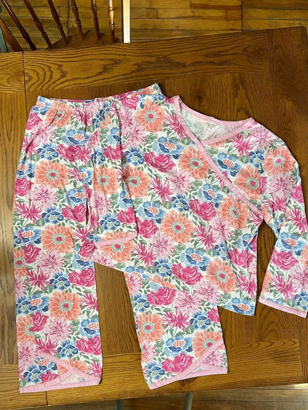Garnet Hill Floral cotton Long-Sleeve Pajama Set